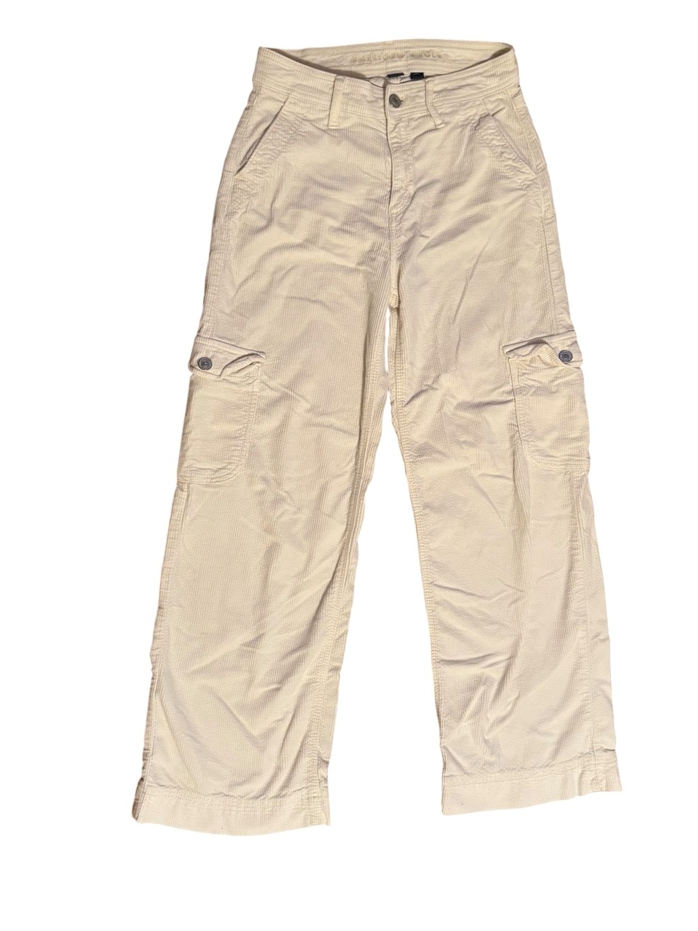 American Eagle Super High Rise Baggy Cargo Corduroy Pants 8 Short